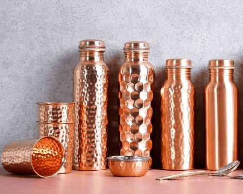 Copper cups and botlles