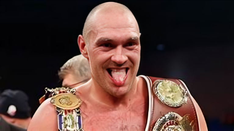 Tyson Fury doing the all mocking tongue symbolism