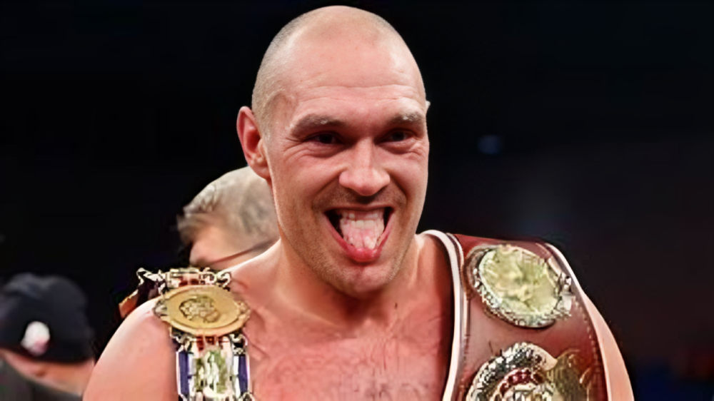 Tyson Fury doing the all mocking tongue symbolism