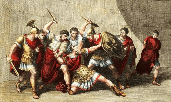 Caligula was the third of five Julio-Claudian emperors who ruled Rome from 27 BCE – A.D. 68. In A.D. 41 he was assassinated in the royal palace by a conspiracy that included Cassius Chaerea, a member of Caligula's guard.